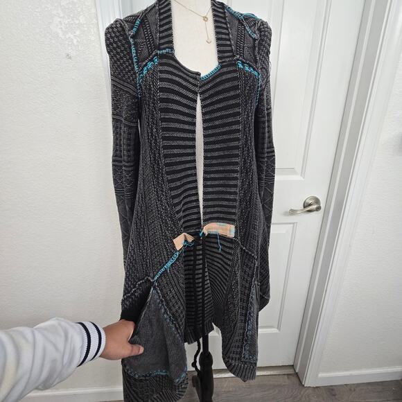 Free People WashedOut Oversize Drape Cardigan Gray S Boho ArtsyLayer Hippie Cozy - Picture 4 of 10